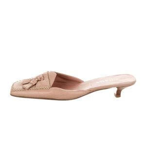 PRADA Women's Tassel Mules in Pink Nude Leather